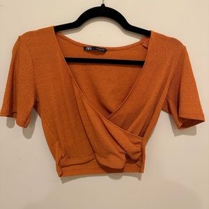 Zara cropped v neck tee